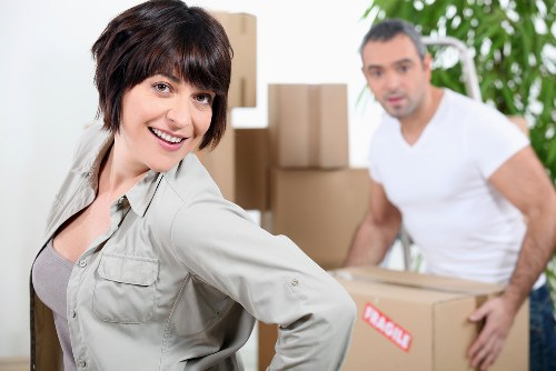 Boxes and household items prepared for truck hire moving day